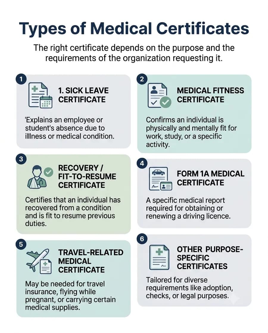 Types of online medical certificates available in Kerala