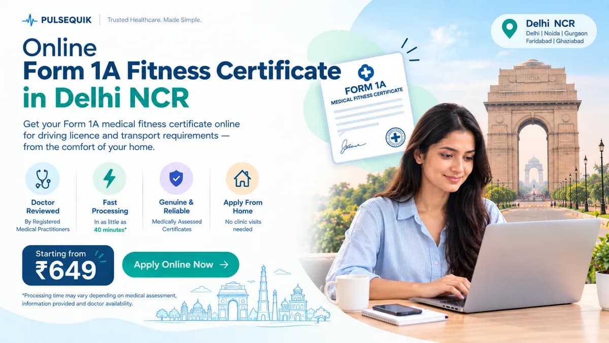 Form 1A medical fitness certificate online for Delhi NCR RTO driving licence applications