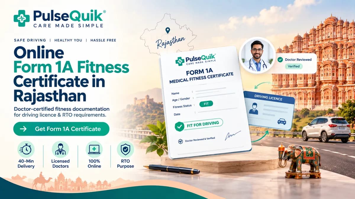 Online Form 1A fitness certificate for Rajasthan driving licence applications