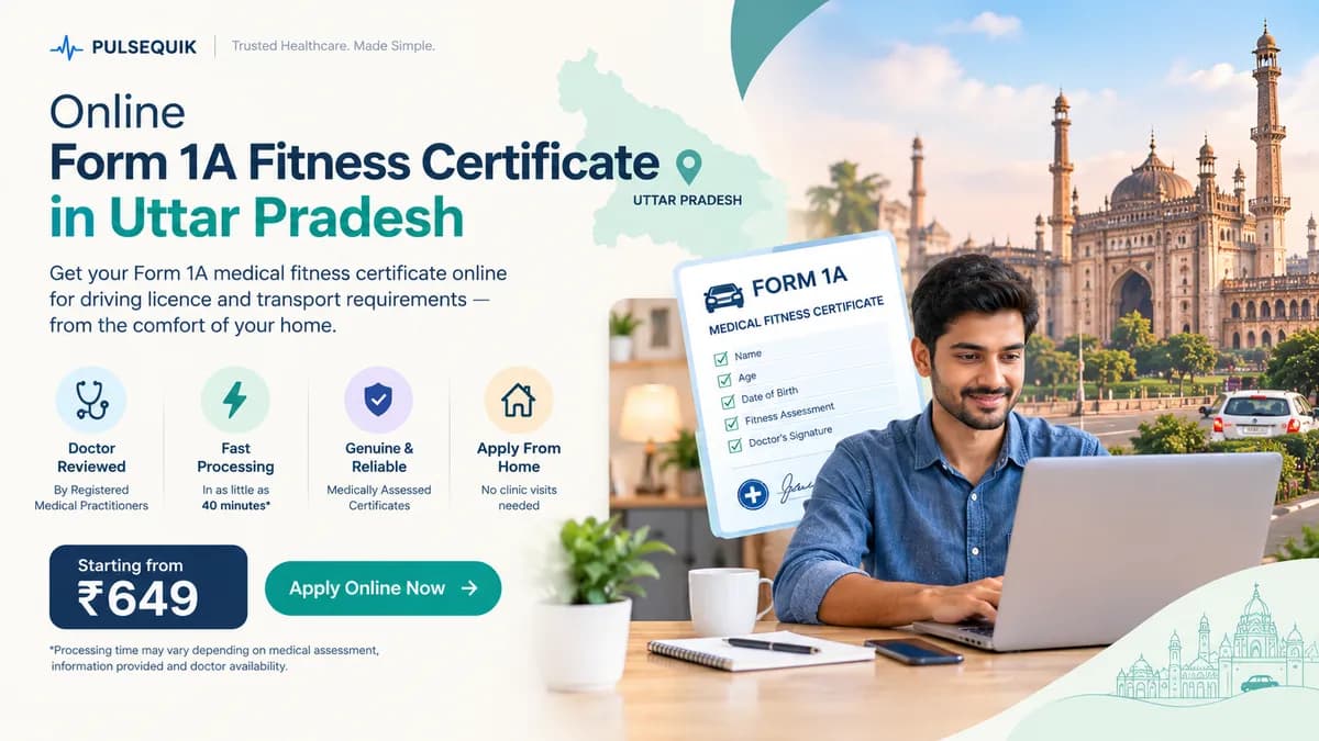 Form 1A medical fitness certificate online for Uttar Pradesh RTO driving licence applications