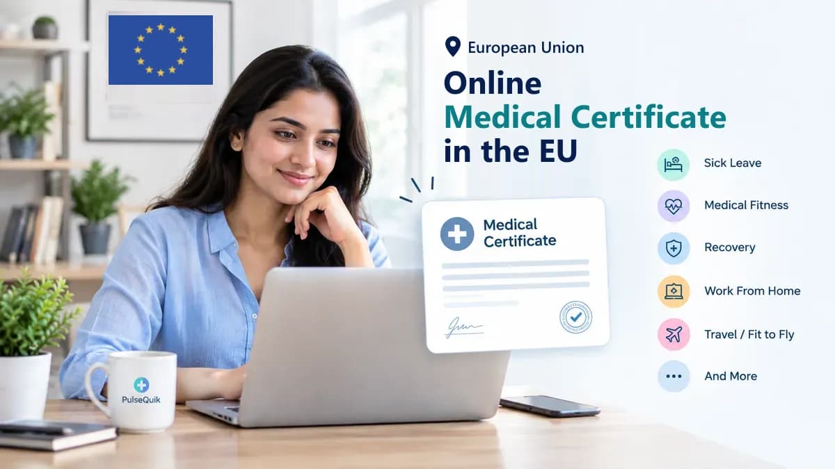 Online medical certificate for people living or staying in the European Union