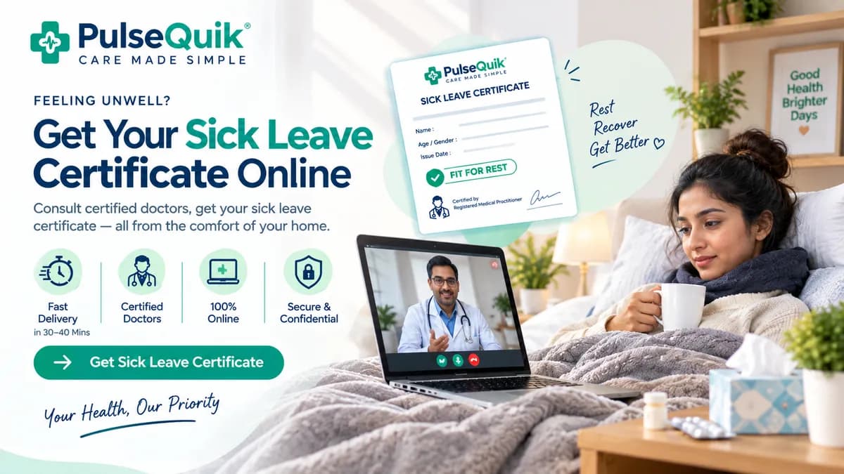 Online sick leave certificate reviewed by a qualified doctor
