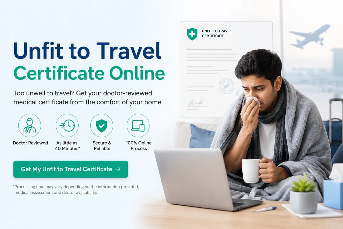 Unfit to travel certificate online - doctor reviewing a patient's medical request